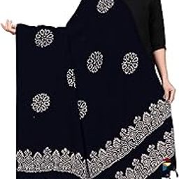 Women Cotton Hand Printed Batik Design Dupatta | Ethnic Wax Dyeing Print Dupatta (Black Batik, LENGTH 2M)-image-97