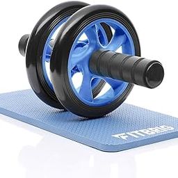 FITBRIG™ Anti Skid Double Wheel Ab Roller with Non-Slip Handles & Knee Mat Home Gym Abdominal Exercise Equipment Core Workouts for Men and Women (Blue)-image-119