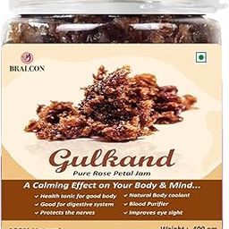 BRALCON Natural Gulkand (Rose Petal Jam) - 400g | Sun-Cooked Damask Rose Petals & Rock Sugar - Kesar Elaichi| Gulkand for Paan-picture-14