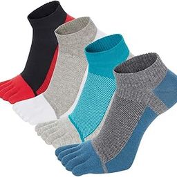 VWELL Toe Socks for Men Women Ankle Cotton Five Fingers Socks Low Cut Athletic Running Socks 4 Pairs Size 8-11-image-7