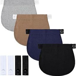 Syhood 6 Pieces Maternity Pants Extender Set Adjustable Waist Extenders Elastic Pant Button Extenders Pregnancy Stretch Band for Women Men, Black+Navy Blue+Gray+Khaki+White, Large-image-1