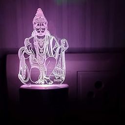 DIONA Plastic Night Lamp Hanuman Bajarangbali Maruti Led 3D Illusion Multi Color Changing God Bedroom Mandir Pooja Room Festival Birthday Gift Night Light-image-39