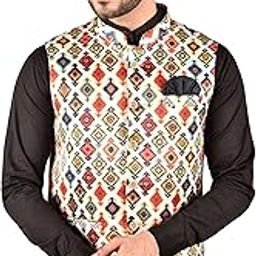 PRINTCULTR Men Printed Cotton Blend Regular Multi Ethnic Nehru Jackets(PCN63)-image-74