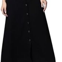 Codaisy Women Black Solid Buttoned A-Line Midi Denim Skirt-image-62