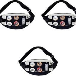 Waist Bags for Men Women with 4 Badges and Adjustable Strap, Waterproof Bumbag Creative Stylish Sport Chest Bag Waist Pack for Hiking Travel Camping Running Sports Outdoors 3 PCS-image-59