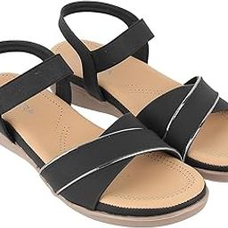 Womens Flat Slip On Comfort Sandals Black-image-3