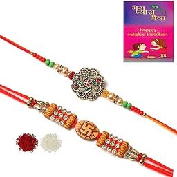 AR Eyewar Swastik Rakhi For Brother And Sister For Brother And Sister, Set Of 2 Rakhi Combo Set-image-80