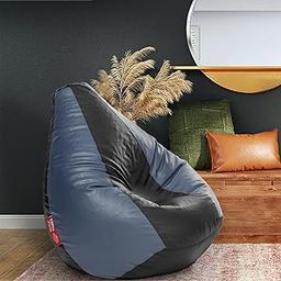 Style Homez Premium Leatherette Classic Bean Bag Size XXXL Black Grey Color, Cover Only-picture-22