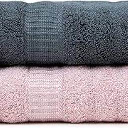 Mush Bamboo Hand Towel Set of 2 | 100% Bamboo | Ultra Soft, Absorbent & Quick Dry Towel for Daily use. Gym, Pool, Travel, Sports and Yoga | 75 X 35 cms | 600 GSM (Pink & Grey)-31