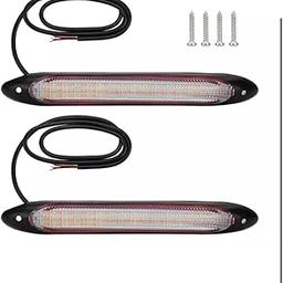AUTO MT 2PC SET LE.D Daytime Running Light 12V Universal LE.D Indicator Sequential Two-Tone Amber White - Yellow Car LE.D Strip Headlight DRL Daytime Running Light Waterproof DRL (15.5 cm)-17