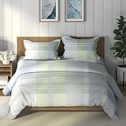 NAUTICA [4pc] Super Soft 100% Cotton for All Weather -1 Comforter, 1 Bedsheet, 2 Pillow Cover (raymarine) | 130 GSM | Geometric-Grey/Green-image-66