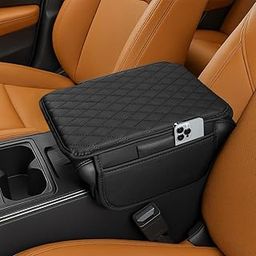 Universal Fit All Car Armrest Cover| Car Center Console Armrest Cover Pad PU Leather Arm Rest Cushion for SUV/Truck/Car, Auto Armrest Seat Box Cover with 2 Mobile Pockets| Rear Seat Arm Rest For Car-image-49