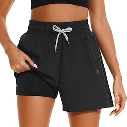 Women's 4'' Swim Shorts Quick Dry Board Shorts with Boxer Liner Pockets Swimsuit Bottoms-image-14