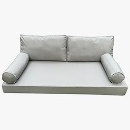 Cover ONLY Outdoor Style 2 Twin Piped Trim Daybed Mattress Bolster Pillow Fitted Sheet AD002 (Blue Gray)-image-44
