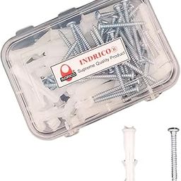 INDRICO Nylon Dry Wall Rawl Plugs/Gitti, Galvanish Screws Assorted Size (Set of 50 = Total 100 Pieces) White-picture-13