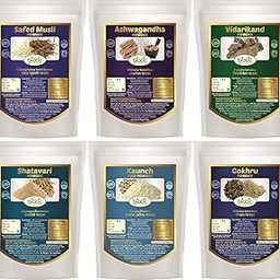 Biotic Safed Musli, Ashwagandha, Shatavari, Gokhru, Vidarikand & Kaunch Seed Powder - 300gms (50gms each)-3