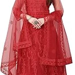 Women's Net Embroidered Semi-Stitched Gown Fish Gown Maroon-image-14