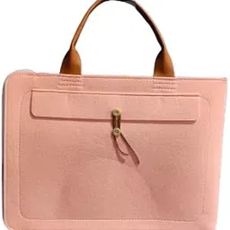 Professional Felt Laptop Bag, Brown Leather Handles, Front Pocket Design Upto 15 inch laptop-image-38