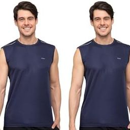 Men Polyester Lycra Gym Tank Tops Sleeveless Sports Vest | Round Neck Muscle Vest Pack of 2-image-79