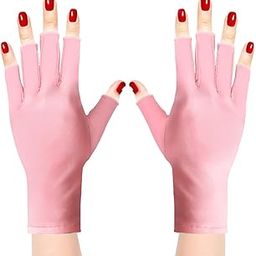 MAYCREATE Spandex Anti Uv Gloves For Gel Nail Lamp, Professional Protection Manicures, Upf 50+ Stretchy Women Fingerless Dryer Nails - Pink, Pack Of 2-43