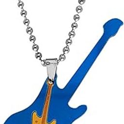 Rock Star Jewelry Music Note Electric Guitar Locket Pendant Necklace Chain Lover Gift for Men & Women Titanium Brass Pendant-image-89