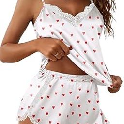 Womens Sexy Lingerie Silk Pajamas Cami Shorts Set Lace Nightwear Casual Sleepwear Shorts (Medium)-image-96