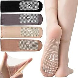 Stockings Female Wear Breathable Super-Thin Short Gel Tube SOCKS, Transparent.(5Pair) Invisible, Slip-resistant Crystal Silk SOCKS,Women's Ankle SOCKS for Women & Girls.-40