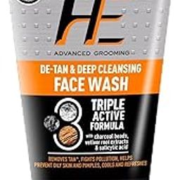 HE De-Tan & Deep Cleansing Face Wash | Removes Tan, Fights Pollution, Helps Prevent Oiliness & Pimples, Cools & refreshes | With Charcoal, Vetiver Root Extracts, Salicylic Acid, Refreshing Menthol | Long Lasting Freshness | For All Skin Types 100ml-32