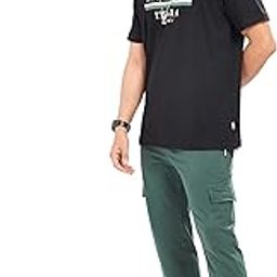 Cotton Round Neck Pyjama Set for Men's Half Sleeve T-Shirt and Cargo Pants, Printed Casual Sleepwear & Loungewear Nightdress Night Suits Set 108-picture-19