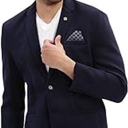 Men's Navy Blue Single-Breasted Slim Fit Blazer with Notch Lapel-BI-Metty_NavyBlue-image-2