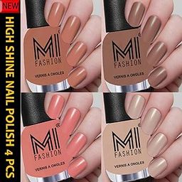 MI FASHION Nail Polishes Combo 12ml each Wood Nude, Dark Nude, Cotton Candy and Light Nude-image-6