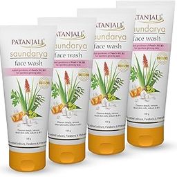 Patanjali Saundarya Face Wash, for Clean and Fresh Skin with Natural Ingredients for Daily Use 100g (Pack of 4)-86