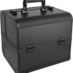 BUNCHBERRY Makeup Vanity Box for Women Professional Vanity Case with Mechanical Lock Multipurpose Travel Makeup Cosmetic Vanity Box Organizer for Makeup Artist (Black)-image-26