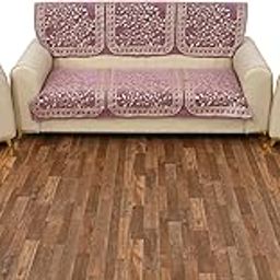 EMM EMM 5 Seater Sofa Cover 10 Pieces Set - 3+1+1 Chenille Sofa Cover Back 5 Seater, Coffee, Standard (Pink)-image-92