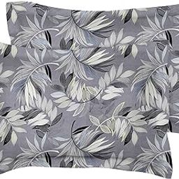 BSB HOME 180 TC Premium Cotton Pillow Covers | Regular Pillow Cases | Set of 2 Pieces Pillow Covers only King Size (Grey and Black, 20 x 30 Inches)-19