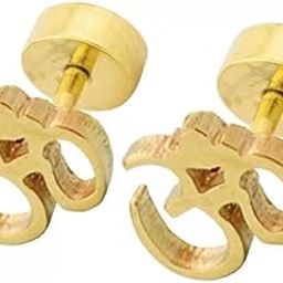 Om Piercing Gold Metal Earrings For Men And Women-image-57