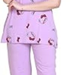 RG Summer Daily Night Wear Cotton Round Neck Printed Half Sleeve Top& Bottom For Women's-image-93