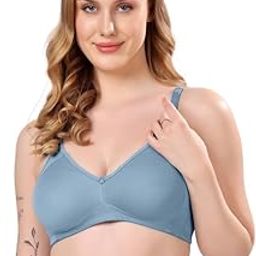 Regular Bra for Women Everyday Non Padded Wire Free Full Coverage Cotton Blend-image-54