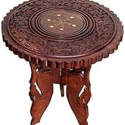 A.S Handicrafts.Wooden Small Table Beatiful Hand Carving Top Stool Bed Side Table Traditional Art Design for Living Room Bedroom Hallway Garden Handicraft Product Gift Item Home Decor Item-image-23