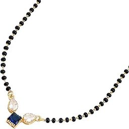 925 Sterling Silver 18K Gold Plated Hypoallergenic Black Beads Mangalsutra | Tanmaniya | Chandi Necklace 1gm Micron Jewellery | Pure Silver Gift for Women-5