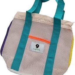 Mesh Beach Bag Casual Tote Bag for Workplace Outdoor Sports Swimming Storage Beige Blue Clothing, Shoes & Accessories Womens Handbags & Bags-image-66