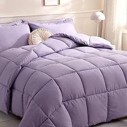 DOWNCOOL Comforters Queen Size, Duvet Insert, Light Purple All Season Duvet, Lightweight Quilt, Down Alternative Hotel Comforter with Corner Tabs (Light Purple, Queen 88x92 Inches)-image-80