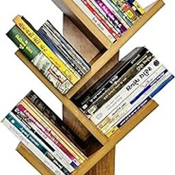 KVS Furniture Engineered Wood Rack Book Shelf for Home Living Room Shelve and Office Table Top Free Standing Organizer Modern Tree Shape Bookcase 5 Tier Rack (Yellow) DIY(Do-It-Yourself)-image-10
