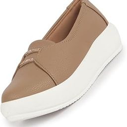Women Dual Lace Detail with Textured Slip-On Platform Loafers | Height Enhancer Chic Casual Shoes | Everyday Comfort with Memory Cusion Insole-image-37