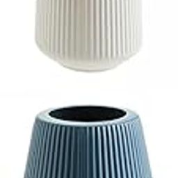 UJEAVETTE 2 Pieces Vase Decoration Plastic Flower Pot Houswarming Gift White-picture-5