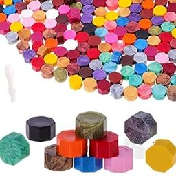 Kunya® Wax Seal Octagon Beans Stamps for Vintage Craft Envelope Documents Wedding Birthday Party Invitation Sealing Wax Ancient Sealing Wax Stamp Making - 100 Pieces, Mixed Color-image-70