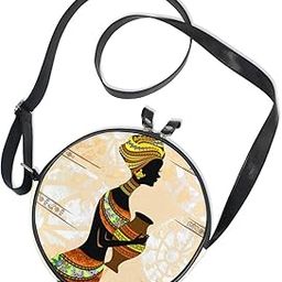 Ethnic African Black Woman Round Crossbody Bag Canvas Purse Messenger Bag-picture-32