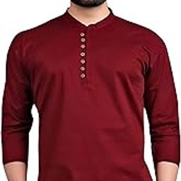 Zoom Line Cotton Blend Zip Button Short Kurta, Mandarin Collar, Full Sleeves for Men-image-0