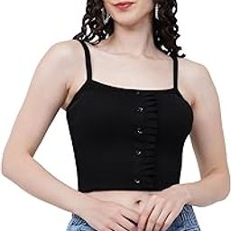 Spaghetti Neck & Gather Crop Top for Women and Girls-image-104