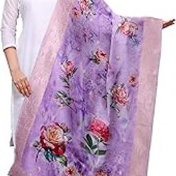 Jacquard Banarasi Silk Flower Printed Dupatta for Women-image-100